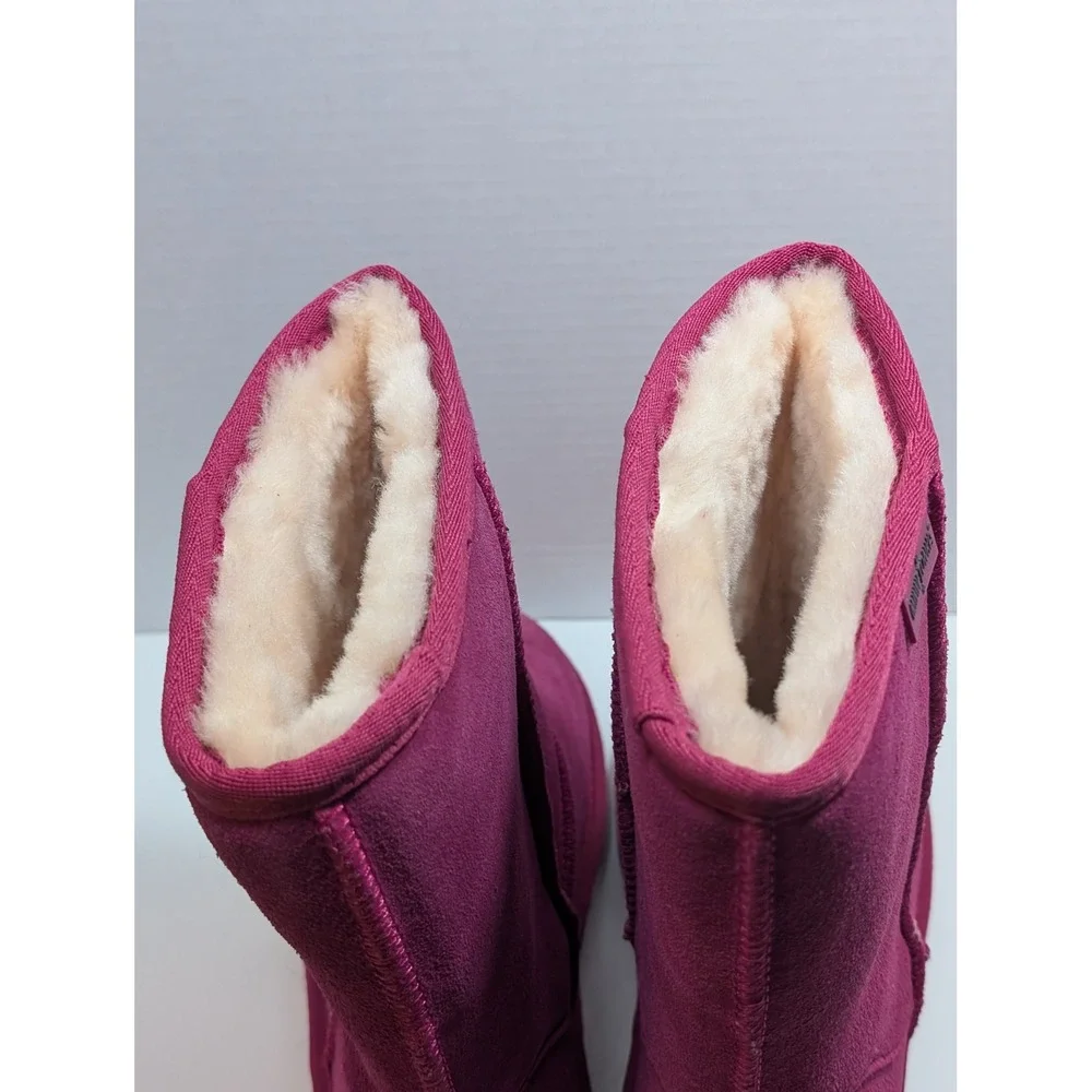 Minnetonka Boot Pink Sheepskin Lining Suede Mid Calf‎ Winter Women 9 Shearling